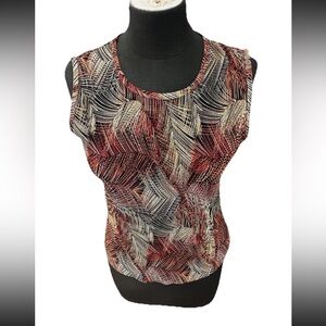Plissé women’s multicolor‎ tank top with red undertones, size medium, EUC